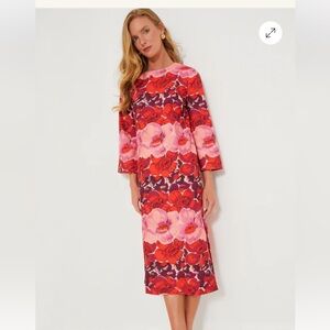 Tuckernuck Red and Pink Floral Midi Dress